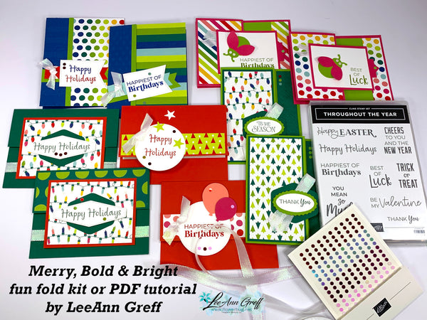 Merry, Bold & Bright Fun-Fold card kit to go; discounted!