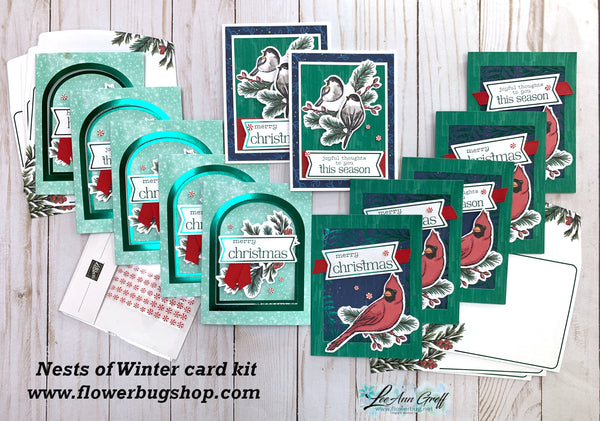 Nests of Winter cards with foil accents